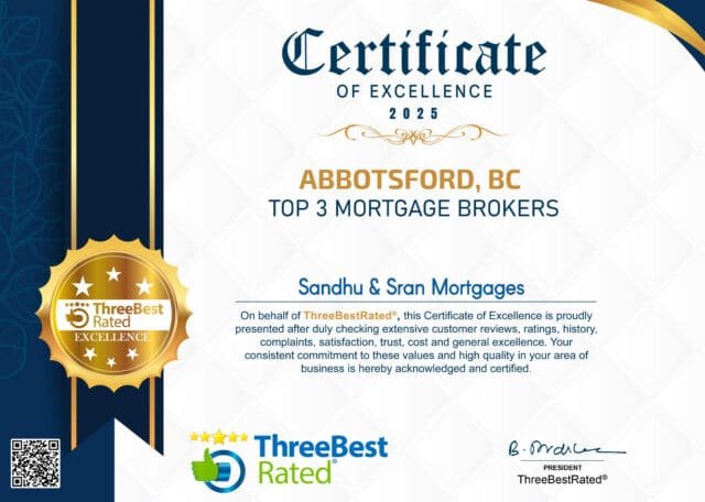 Award of Excellence – Top 3 Mortgage Brokers in Abbotsford, BC