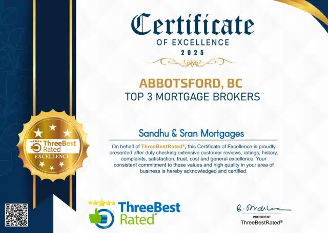 Award of Excellence – Top 3 Mortgage Brokers in Abbotsford, BC